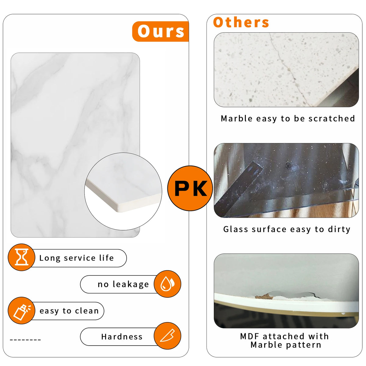 Round 80 cm Marble Coffee Table 2 Tier Sofa Side Nightstand for Living Room