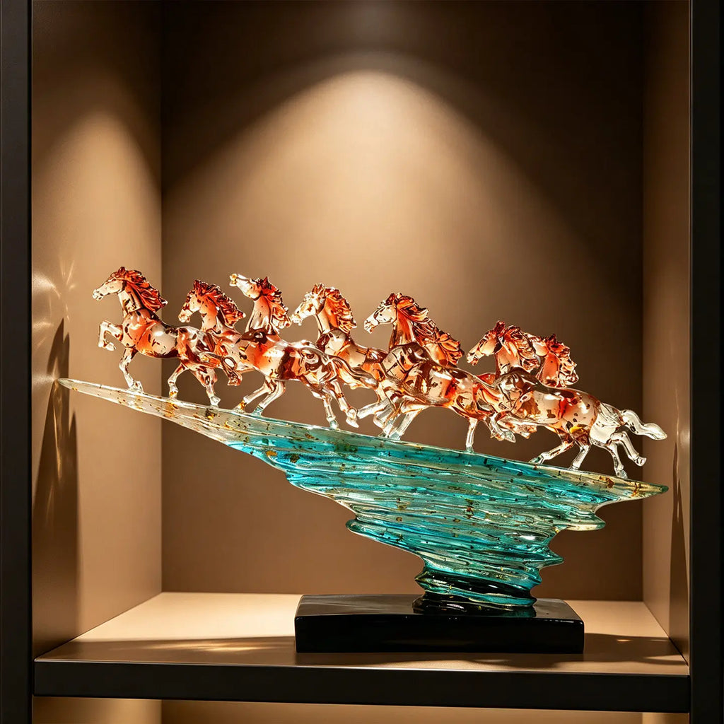 Modern Luxury Transparent Resin Horse Sculpture Tabletop Ornament for Home Decor