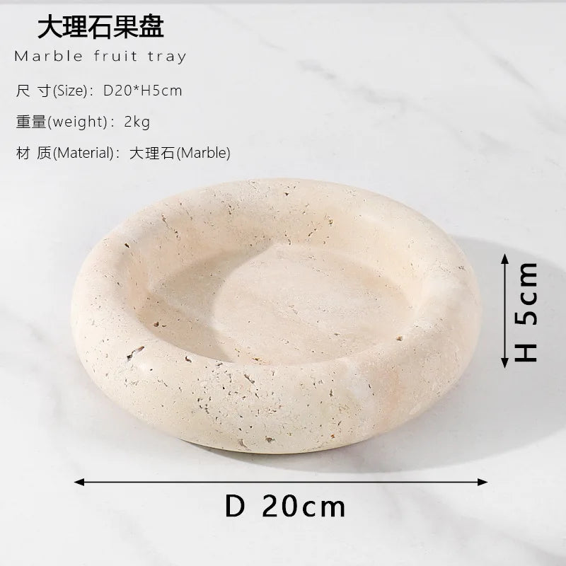 Creative Round Marble Fruit Plate Tabletop Ornament for Home Decor