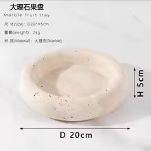 Creative Round Marble Fruit Plate Tabletop Ornament for Home Decor