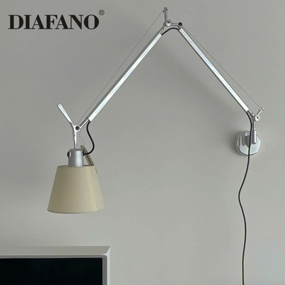 Adjustable Aluminum Wall Lamp Modern Foldable Long Swing Arm Sconce Telescopic Bedside Study Reading Light