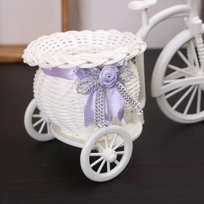 Creative Tricycle Flower Basket Tabletop Ornament for Home Decor