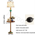 European Luxury Retro Fabric Floor Lamp with Storage Rack LED