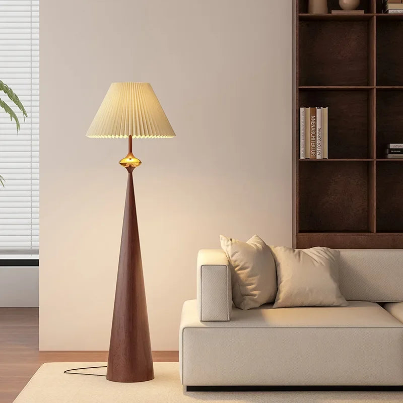 Zen Wabi Sabi Floor Lamp with Fabric Shade for Living Room Bedroom