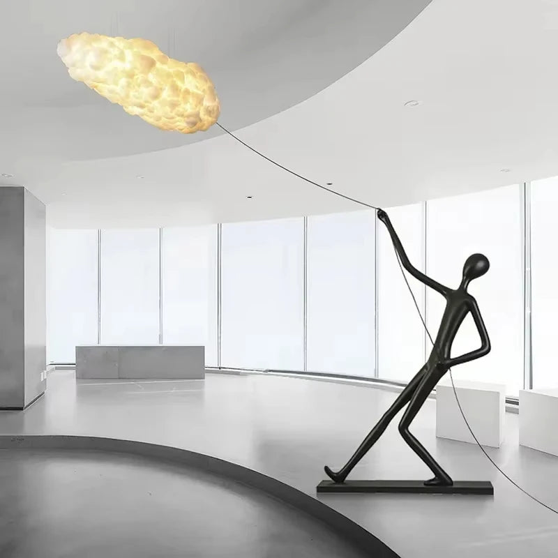 Modern Resin Cloud Art LED Floor Lamp for Villa Lobby Exhibition Hall