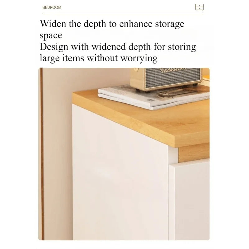 Modern Wooden Bedside Table with Storage Drawers