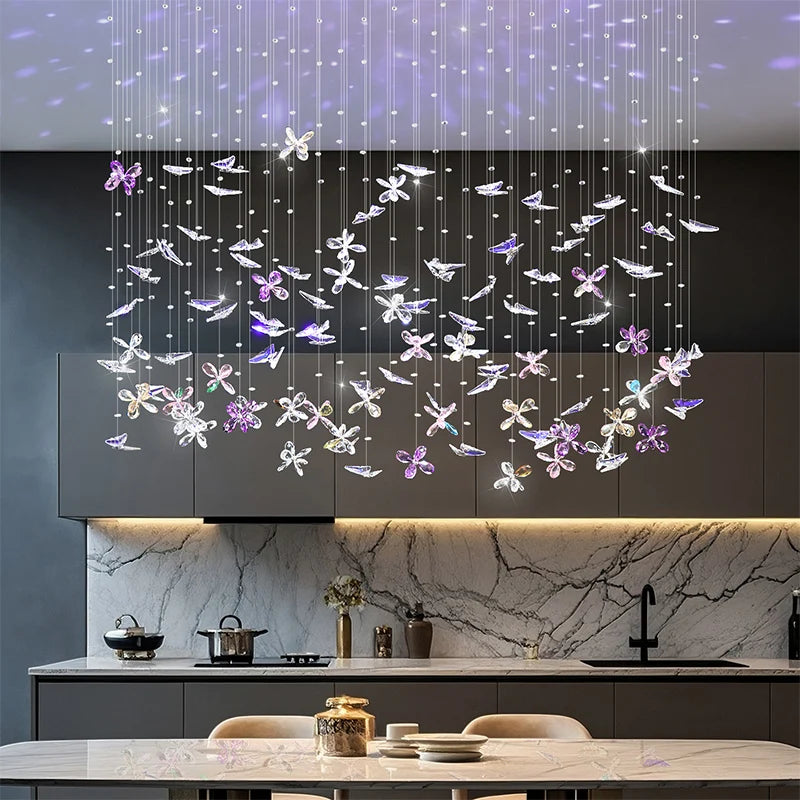 Crystal Butterfly LED Chandelier Dining Room Kitchen Island