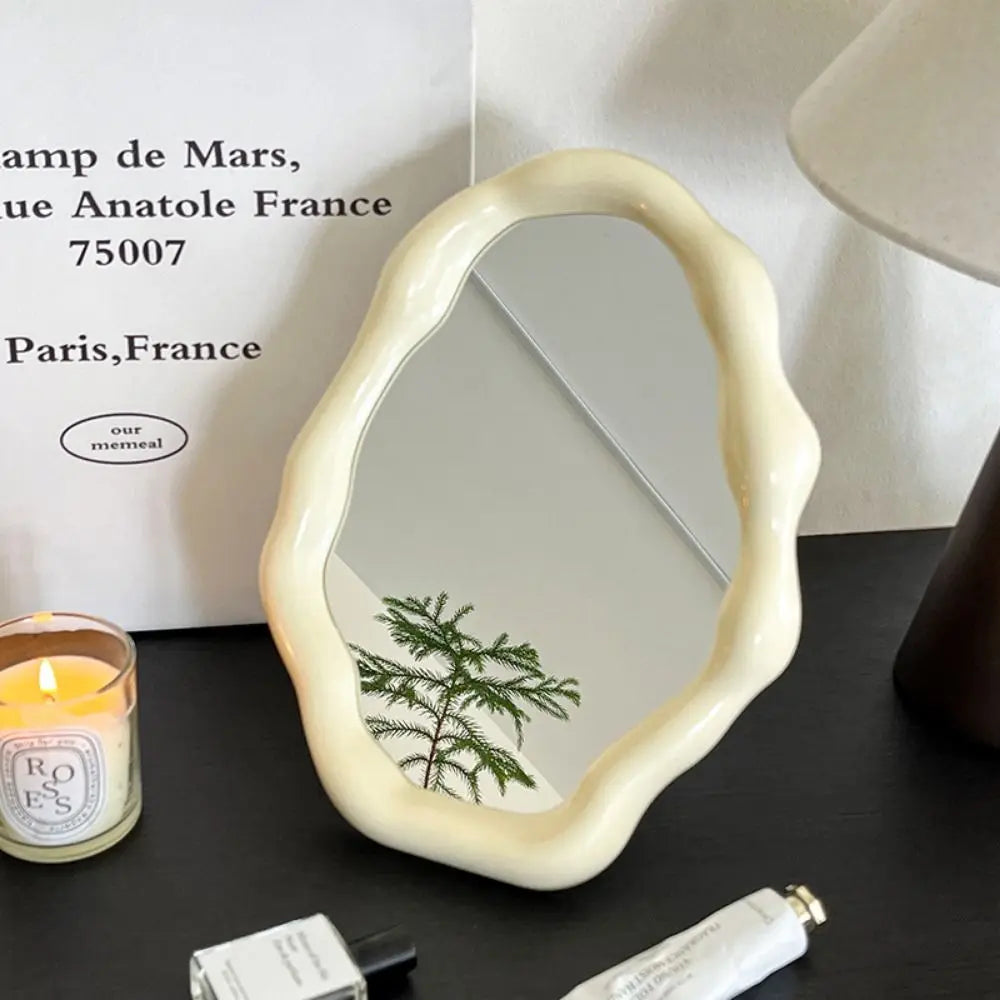 Modern Irregular Cloud Folding Desktop Vanity Mirror for Home Decor