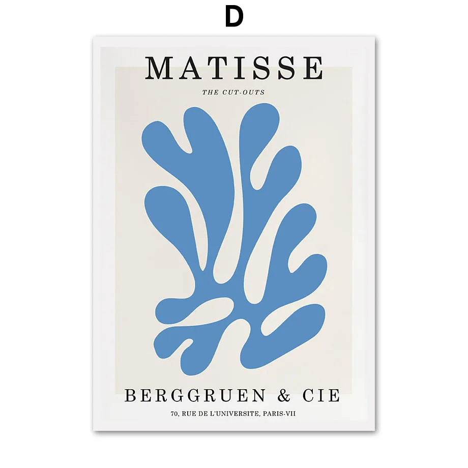 Abstract Matisse Coral Leaf Canvas Painting Poster for Home Decor