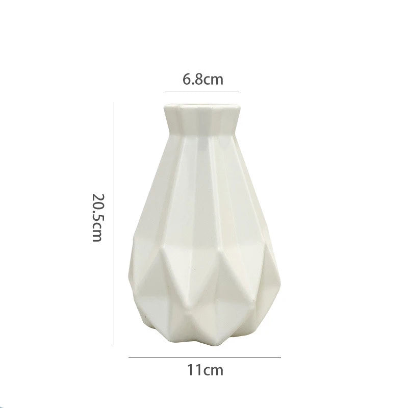 Modern Geometric Plastic Flower Vase for Tabletop Decor