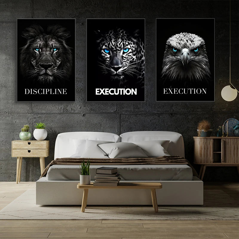 Modern Animal Motivational Canvas Painting Poster for Home Decor