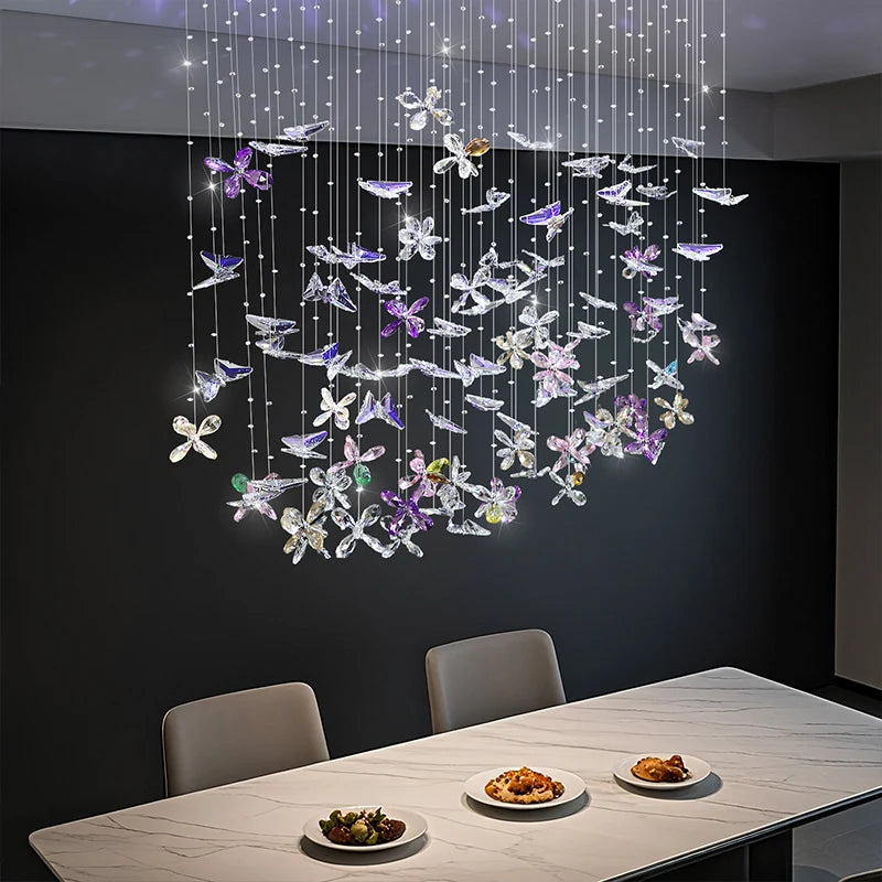 Crystal Butterfly LED Chandelier Dining Room Kitchen Island