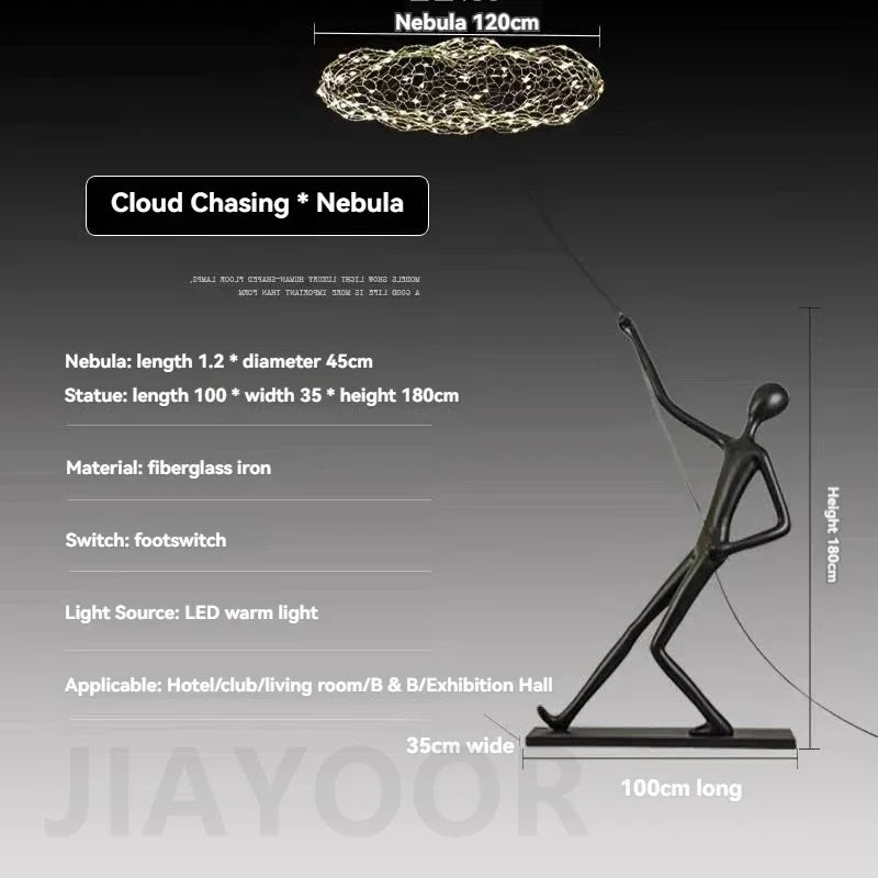 Modern Resin Cloud Art LED Floor Lamp for Villa Lobby Exhibition Hall