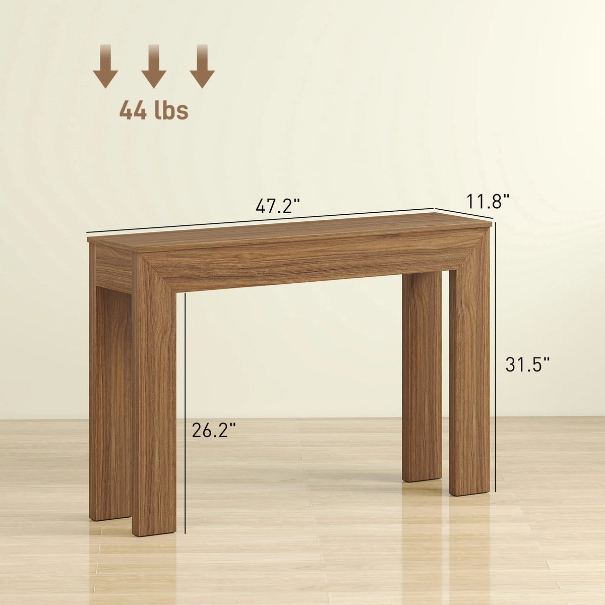 Modern Narrow Console Table 120cm Entryway Sofa Table Behind Couch Living Room Hallway Walnut