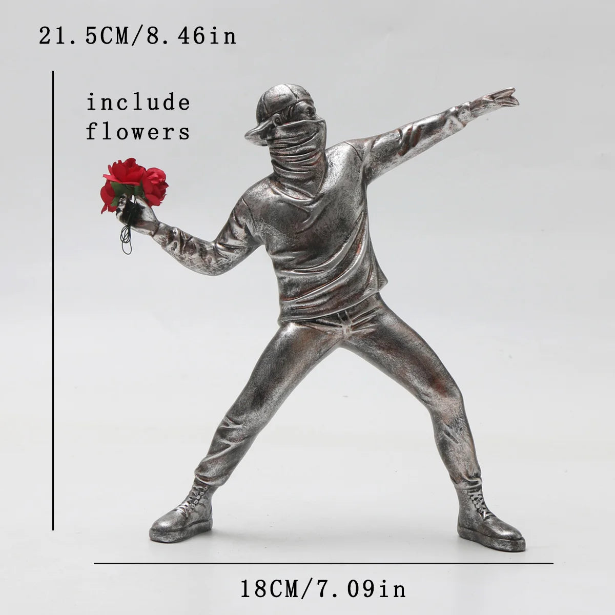 Modern Resin Flower Thrower Statue Figurine for Tabletop Decor