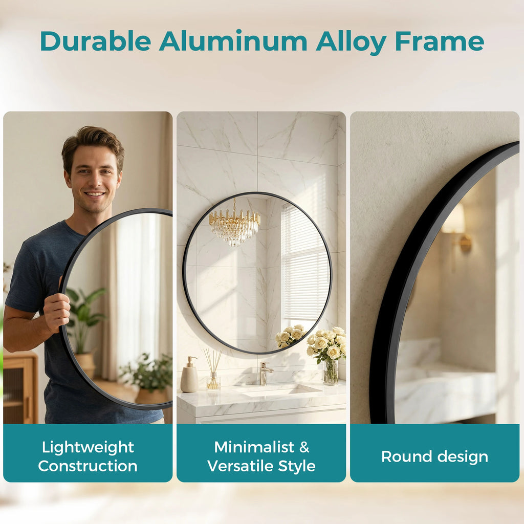 Modern Round Wall Hanging Mirror for Home Decor