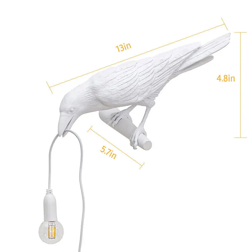 Resin Lucky Bird Crow Wall & Table Lamp Night Light Free Bulb