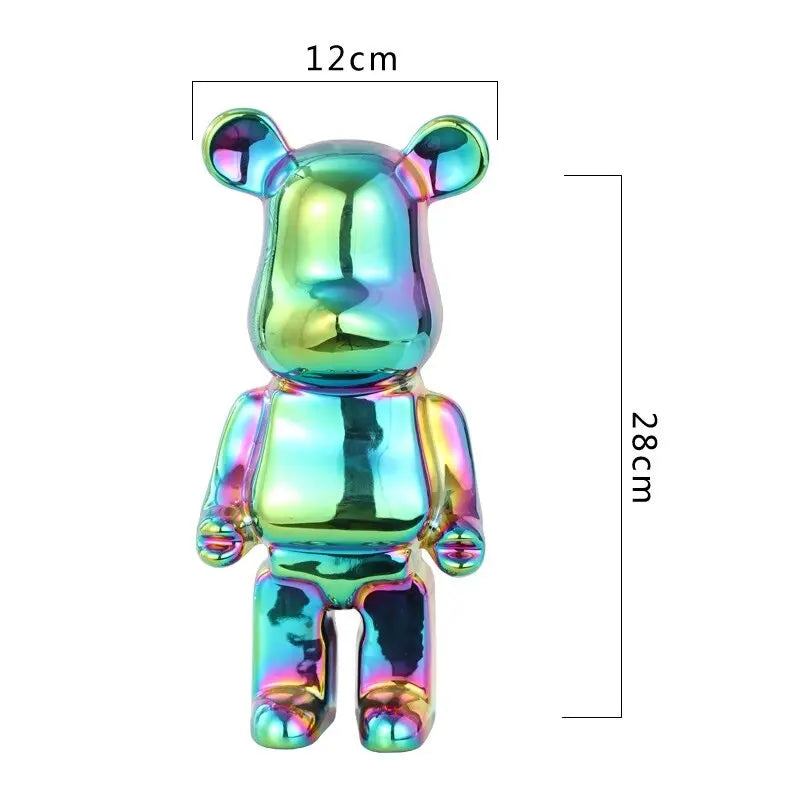 Modern Ceramic Plated Bear Figurine Sculpture for Home Decor