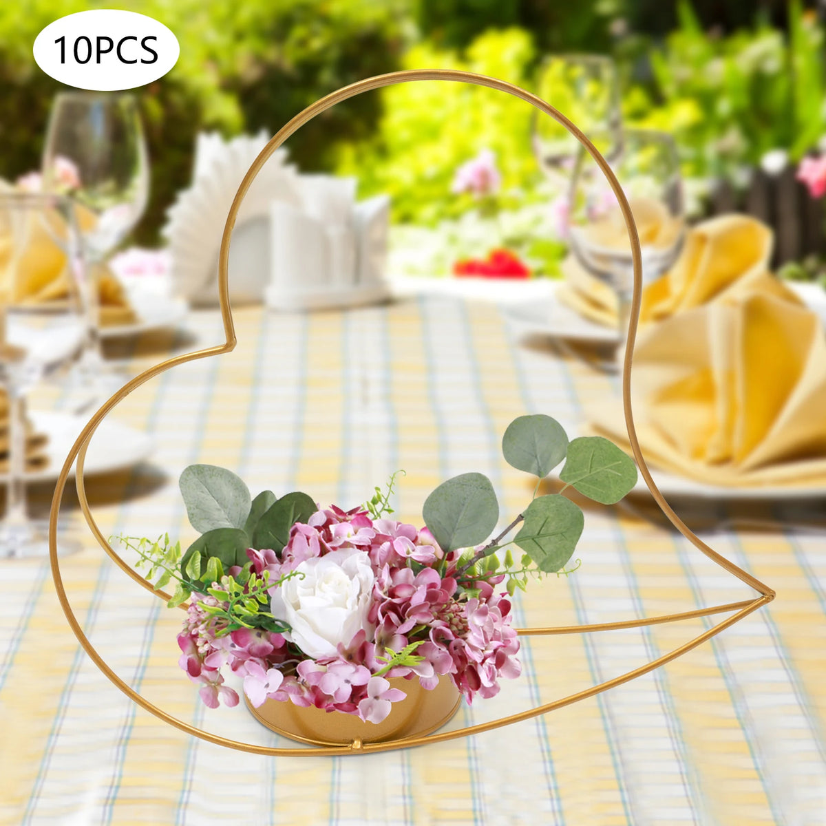 Romantic Iron Floral Basket Stand for Tabletop Decor