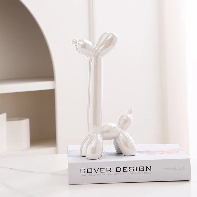 Modern Luxury Ceramic Balloon Dog Sculpture Tabletop Ornament for Home Decor
