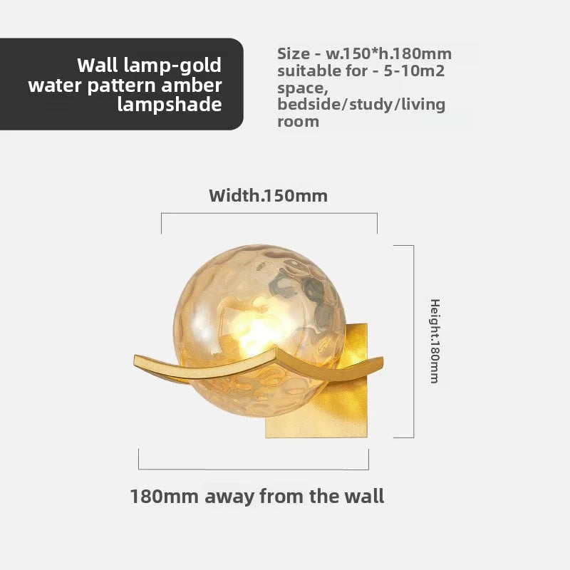 Modern Glass Ball LED Moon Wall Lamp Gold Decoration Light for Bedroom Bedside Hotel Porch