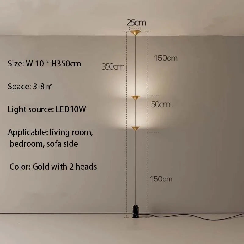 Modern LED Cone Floor Lamp Pendant Light Living Room Bedroom Bedside Sofa Side Ambient Hanging Line Light