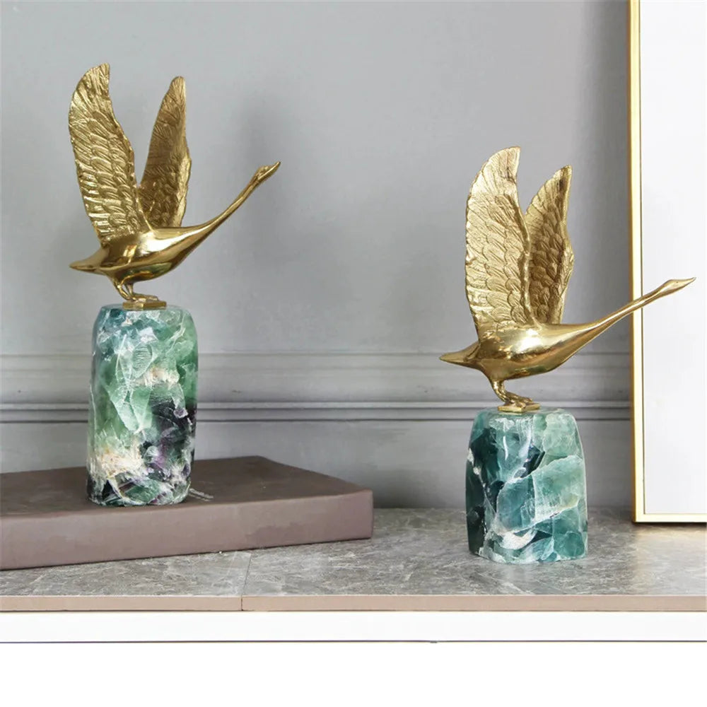 Modern Luxury Brass Bird Sculpture Tabletop Ornament for Home Decor