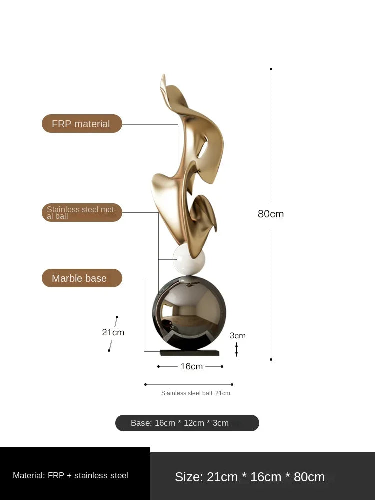 Modern Electroplated Geometric Resin Statue Ornament for Living Room Decor