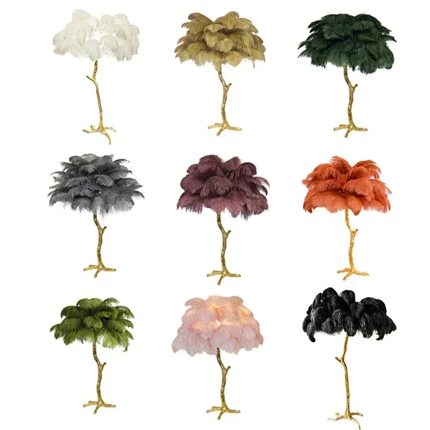 Modern LED Ostrich Feather Floor Lamp for Living Room Bedroom
