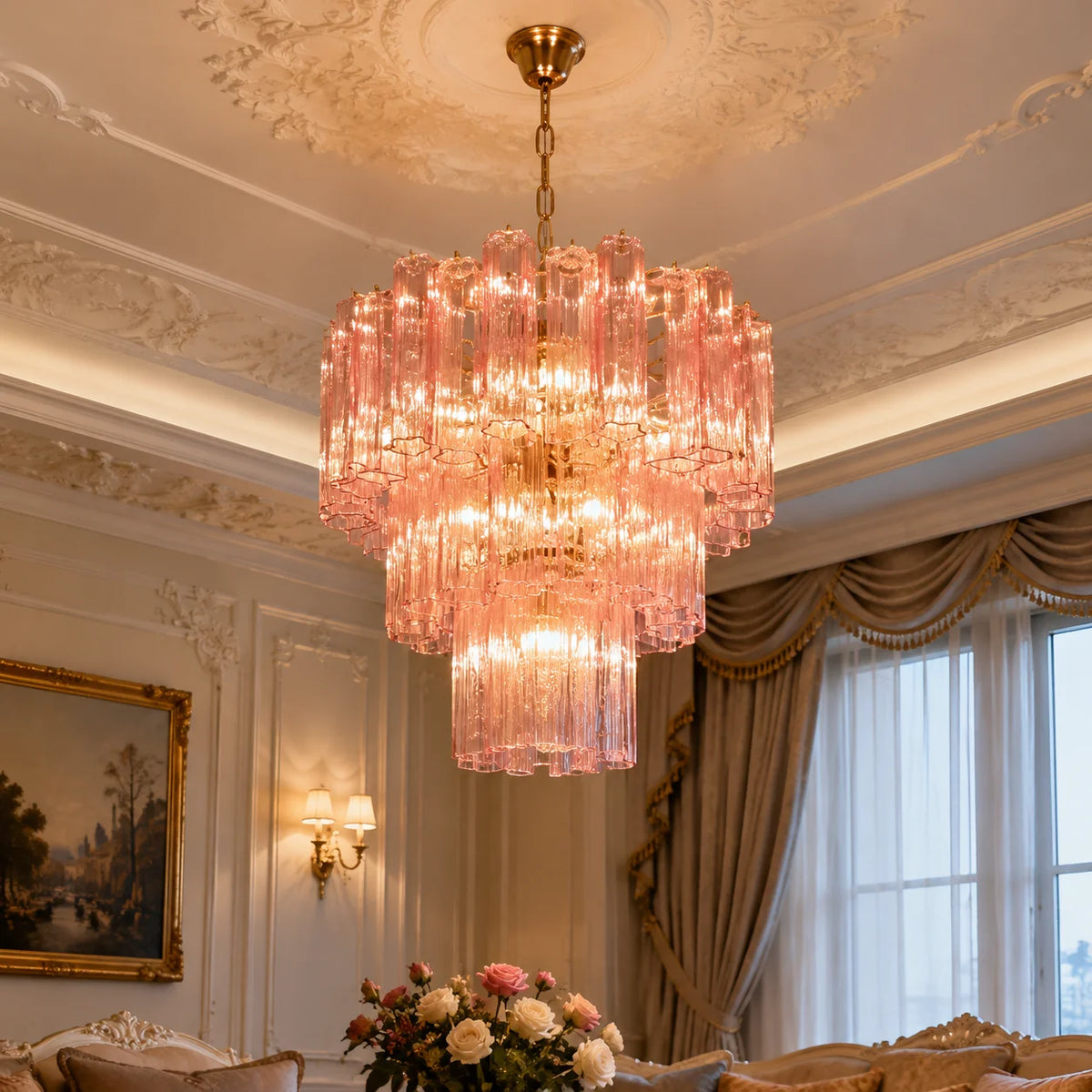 Italian Designer Vintage Colorful Glass Hanging Ceiling Chandelier Pendant Lamp for Living Room