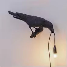 Resin Lucky Bird Crow Wall & Table Lamp Night Light Free Bulb