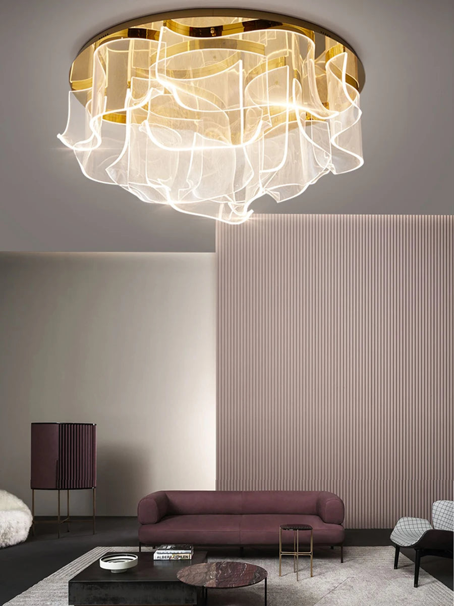 Postmodern Gold LED Ceiling Lamp for Living Room Home Decor