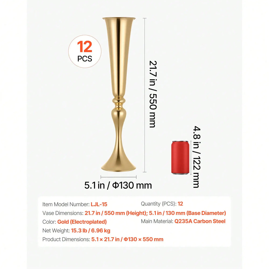 Modern Trumpet Metal Flower Vase for Tabletop Decor