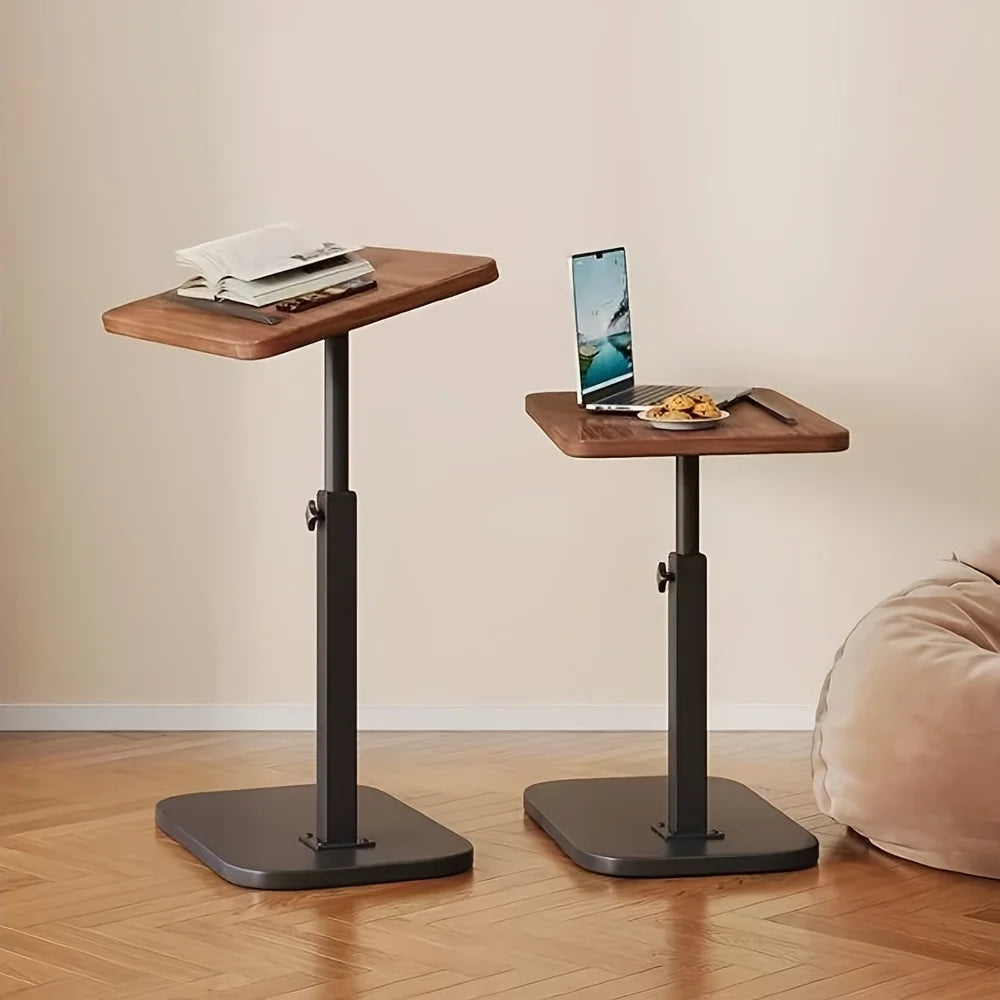 Portable L-Shape Folding Computer Desk with Metal Frame Side Table Workstation