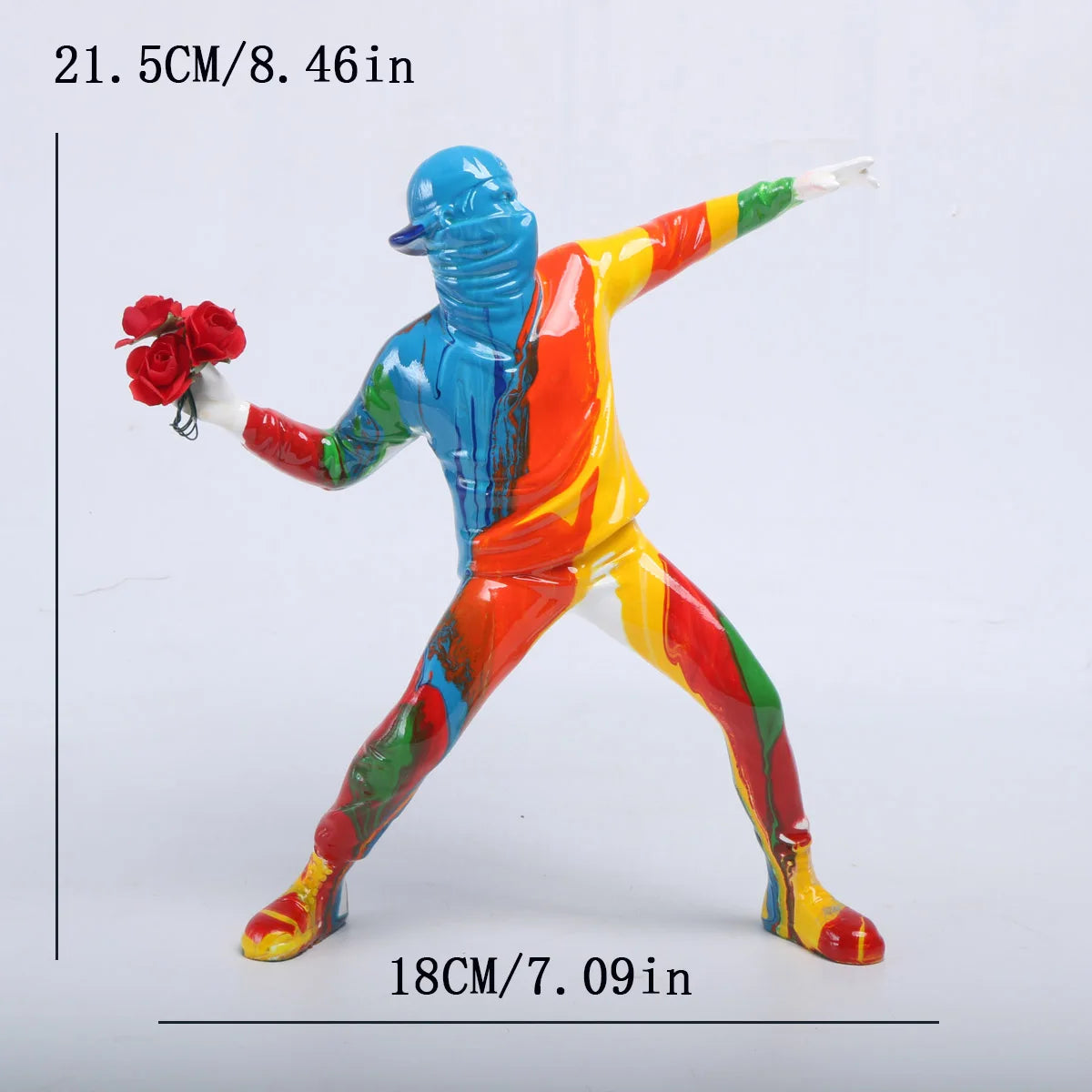 Modern Resin Flower Thrower Statue Figurine for Tabletop Decor