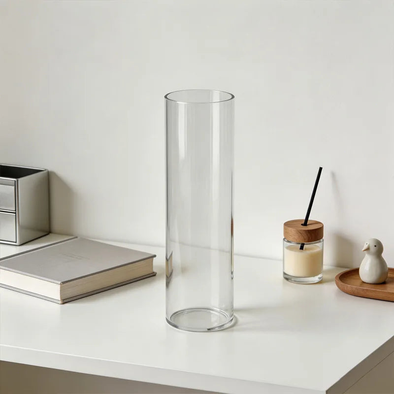 40cm Modern Clear Tall Acrylic Cylinder Floor Vase