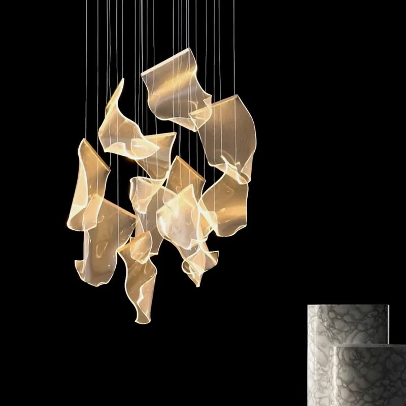 Modern LED Chandelier Aluminum Acrylic Pendant Light for Living Room
