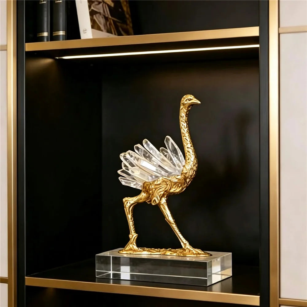 Modern Crystal Swan Sculpture Tabletop Figurine for Home Decor