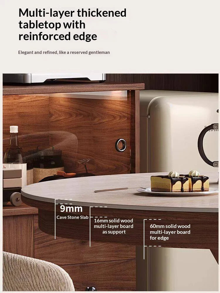 Modern Sintered Stone Dining Table Curved Edge Extendable Kitchen