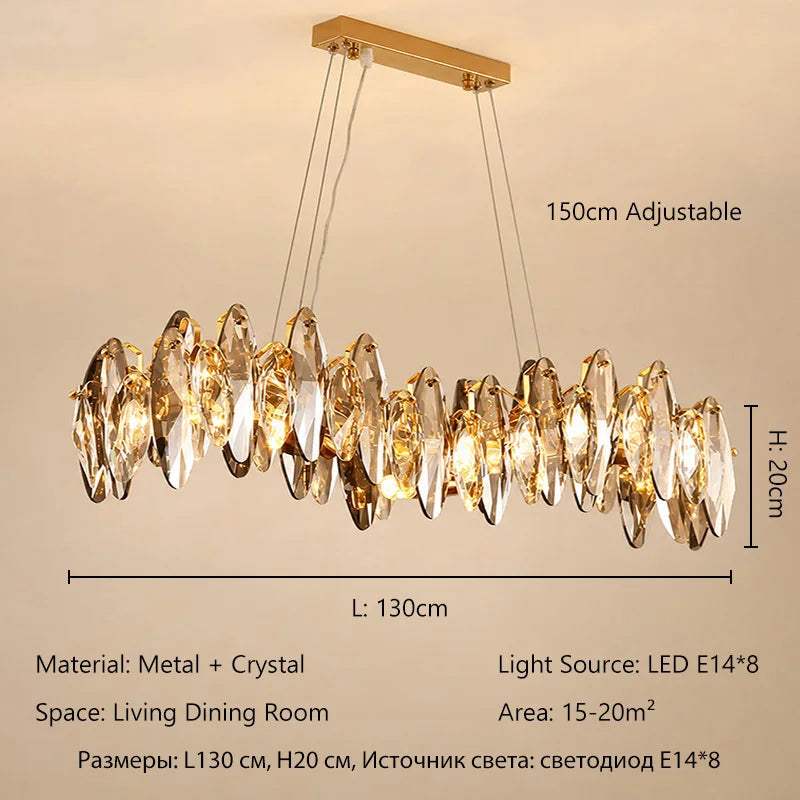 Modern Luxury Crystal Chandelier LED Pendant Light Living Room Dining Room