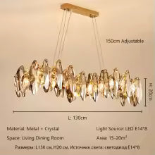 Modern Luxury Crystal Chandelier LED Pendant Light Living Room Dining Room