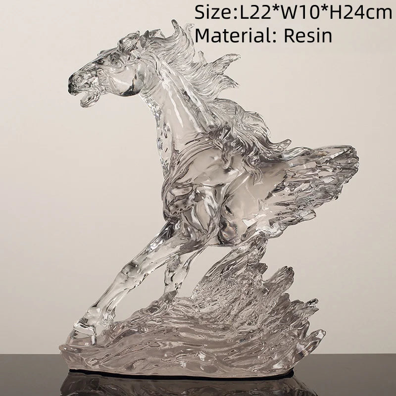 Modern Transparent Gold Foil Elk Sculpture Tabletop Figurine for Home Decor