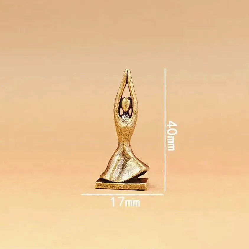 Modern Brass Yoga Girl Sculpture Tabletop Figurine for Home Decor