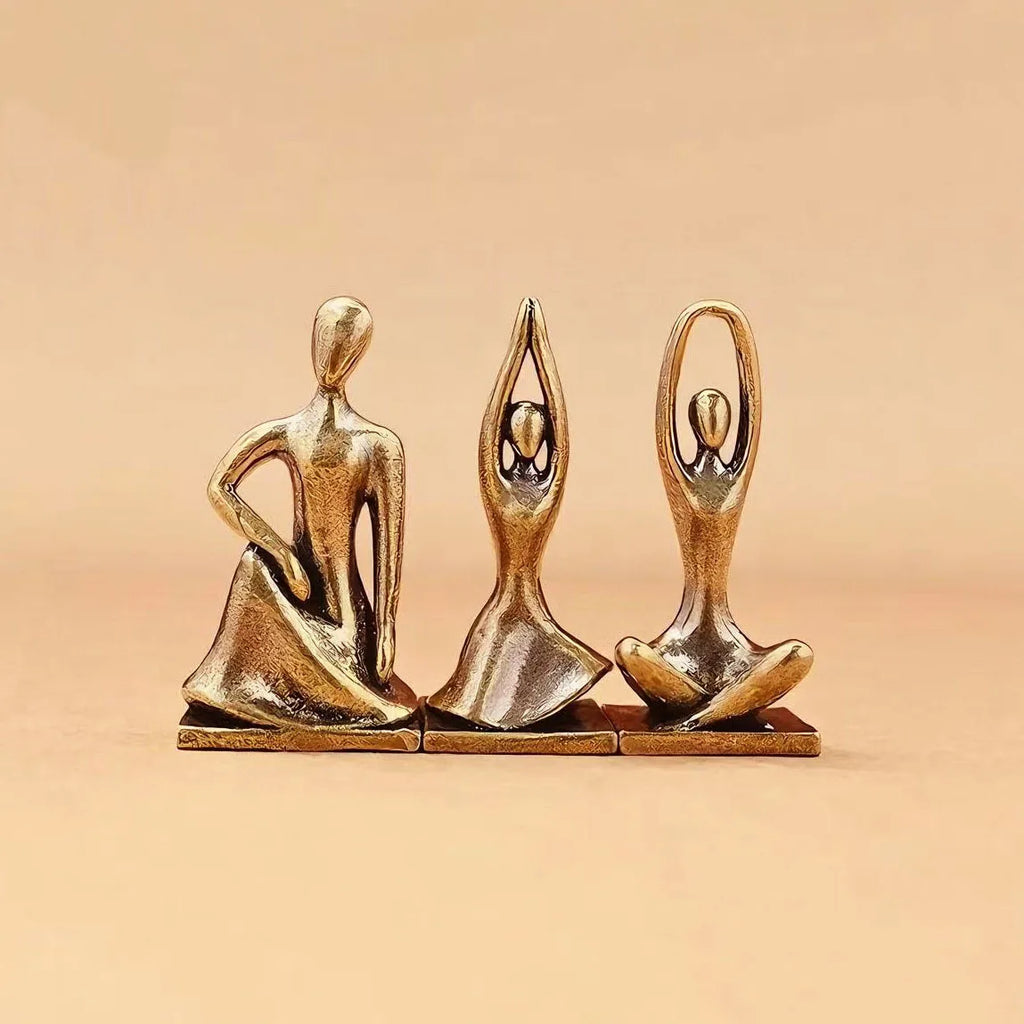 Modern Brass Yoga Girl Sculpture Tabletop Figurine for Home Decor