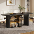 177.8cm Oval Dining Table for 6 to 8 People with Storage LED Light