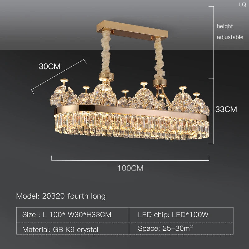 Postmodern Double-Layer Crystal LED Pendant Light for Living Room Villa
