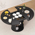Modern Extendable Round Dining Table with Storage Cabinet
