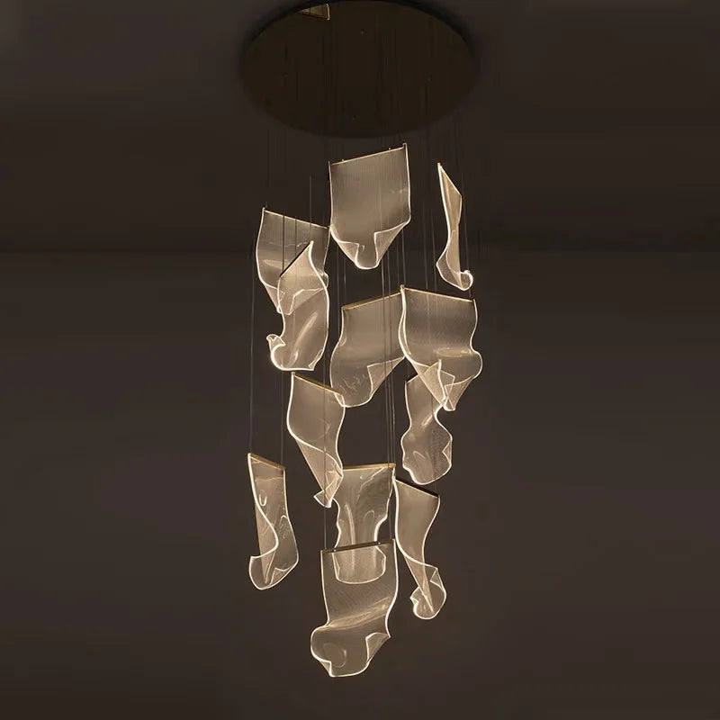 Modern LED Chandelier Aluminum Acrylic Pendant Light for Living Room