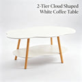 2-Tier Modern Cloud-Shaped Coffee Table with Bottom Shelf White