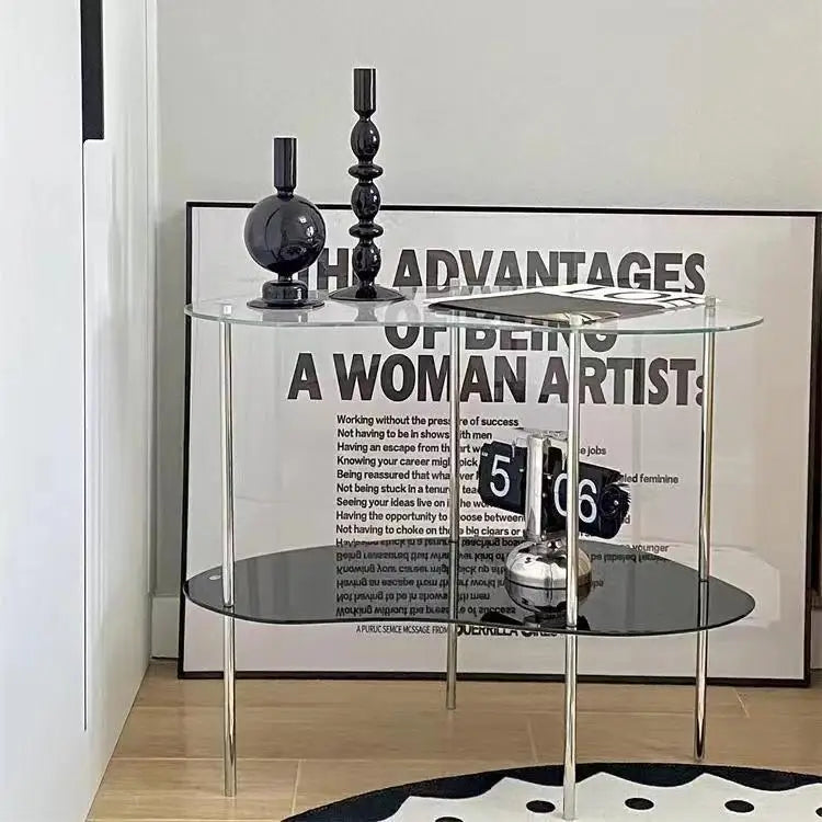2-Tier Acrylic Coffee Table with Metal Frame for Living Room